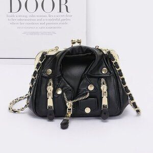 Faux Leather Jacket Style Crossbody Bag